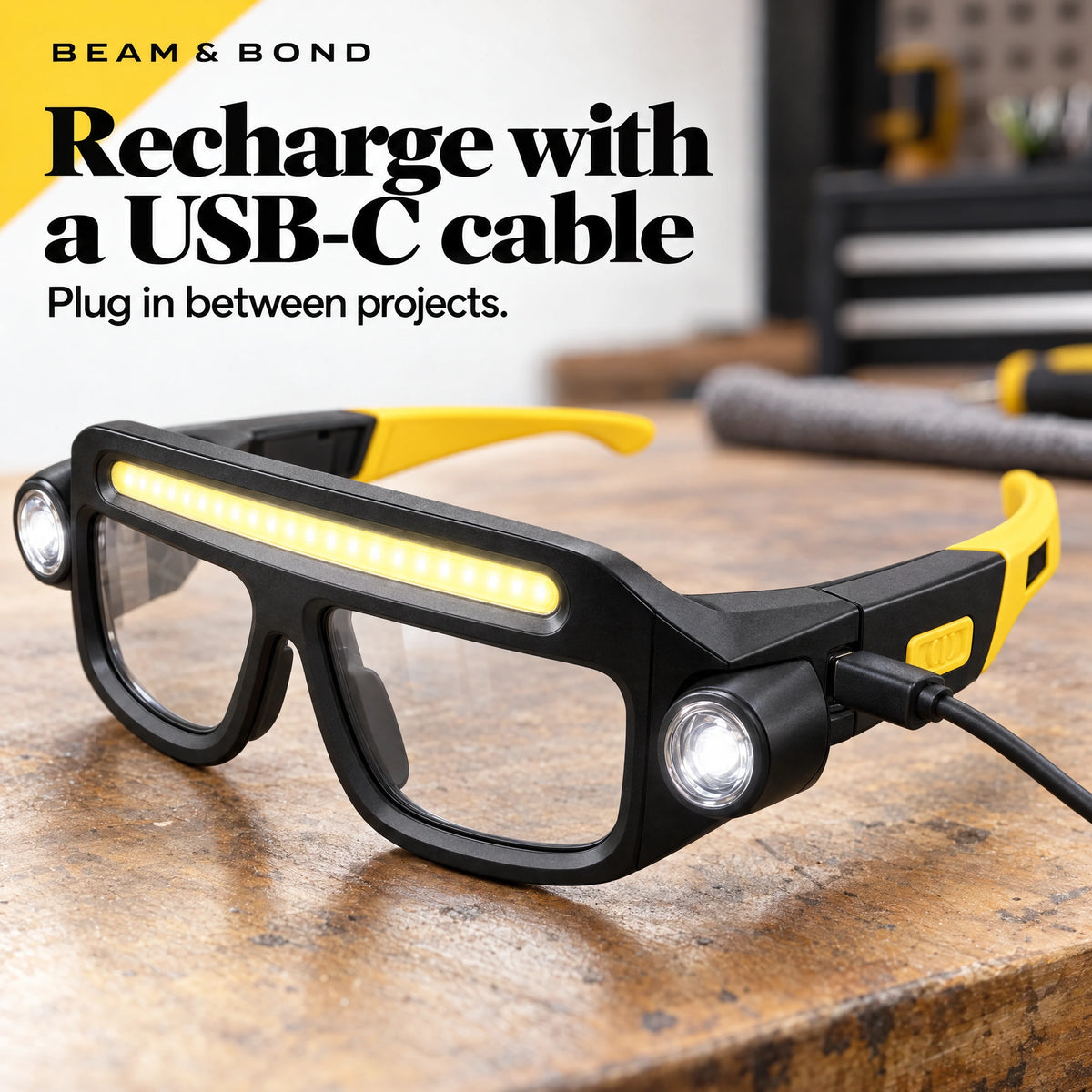 Hands-Free LED Work Glasses.